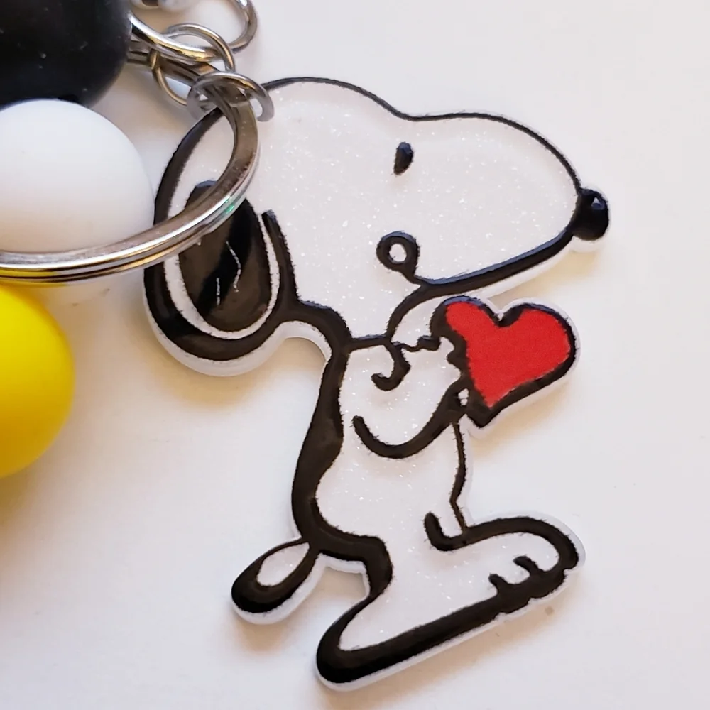Handmade Snoopy Silicone Focal Beaded Wristlet Keychain Bracelet - Picture 4 of 5